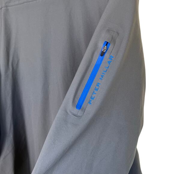 Peter Millar Mens Sz Large E4 Water Windbreaker Golf Jacket with Logo Grey - Picture 4 of 16